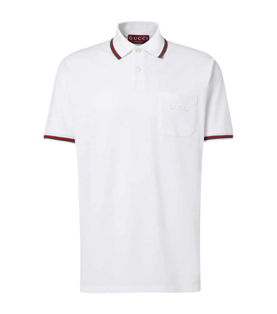 Gucci Web Stripe cotton-blend piqué polo shirt