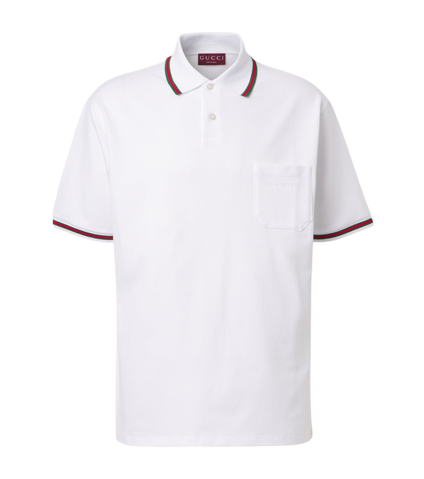 Gucci Web Stripe cotton-blend piqué polo shirt