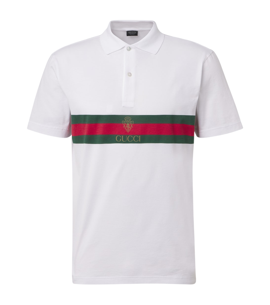 Gucci Web Stripe cotton jersey polo shirt