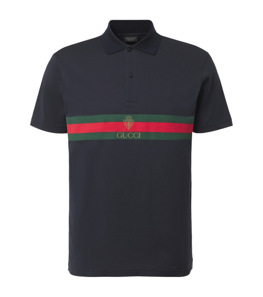 Gucci Web Stripe cotton jersey polo shirt