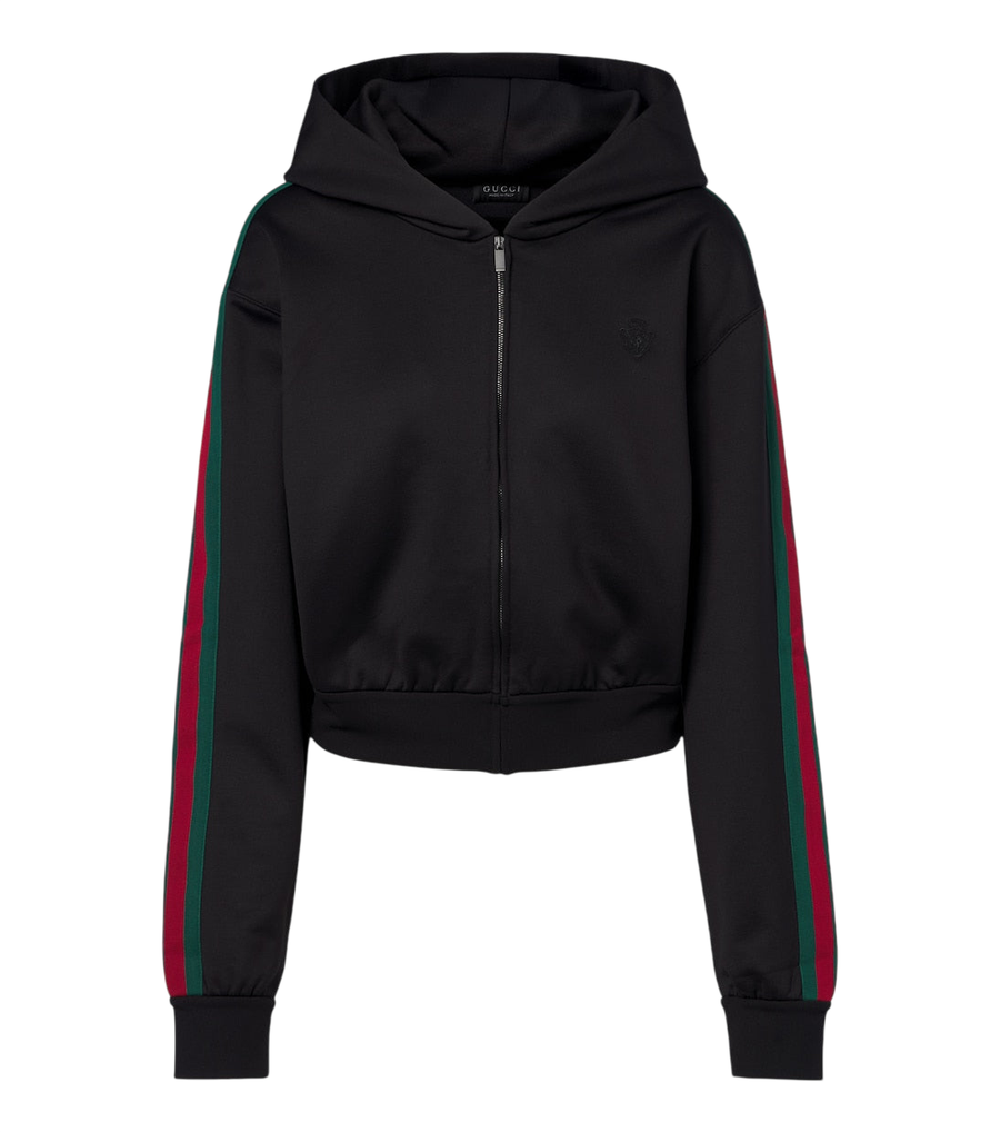 Gucci Web Stripe jersey zip-up hoodie