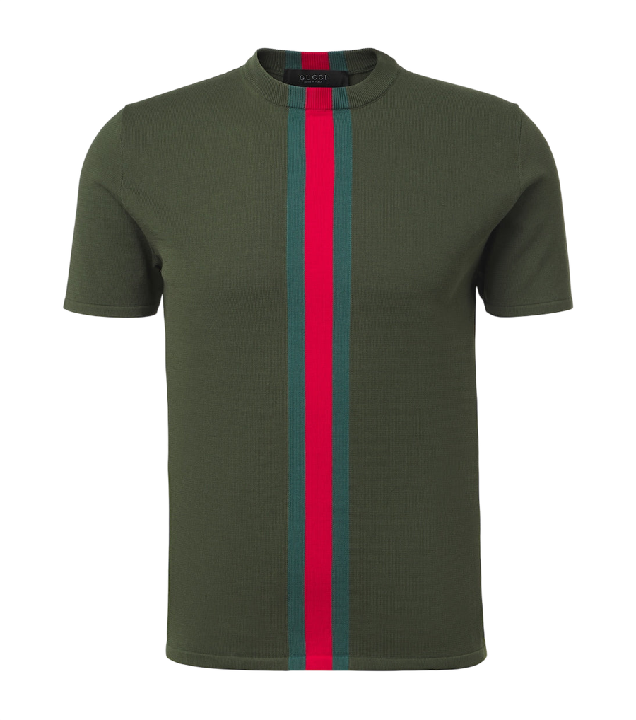 Gucci Web Stripe knitted cotton T-shirt