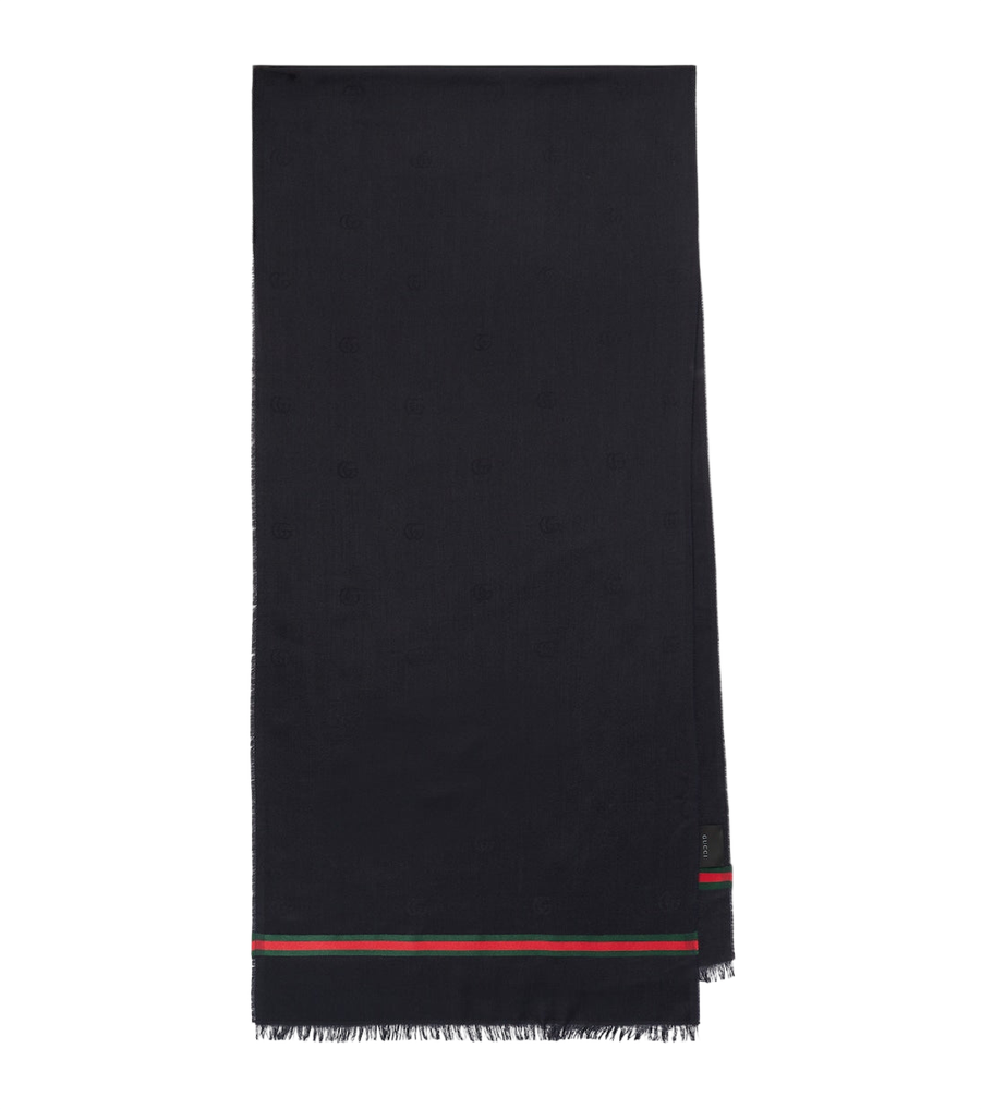 Gucci Web Stripe wool and silk scarf