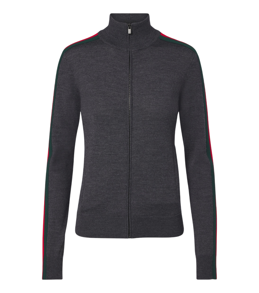 Gucci Web Stripe wool zip-up cardigan