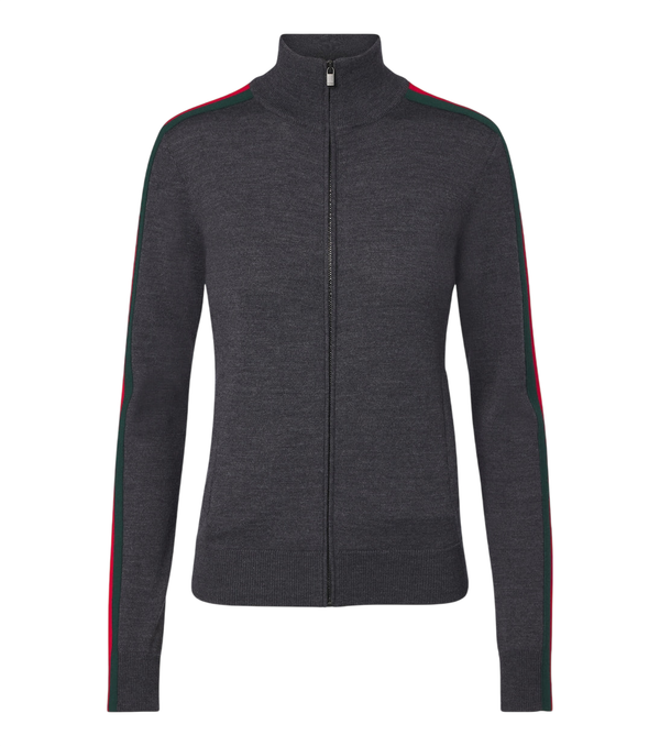 Gucci Web Stripe wool zip-up cardigan