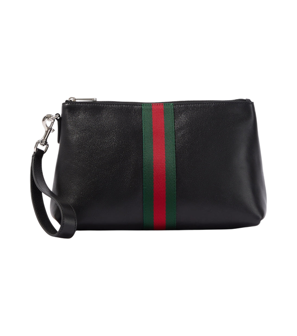 Astuccio in pelle con marchio Web Gucci
