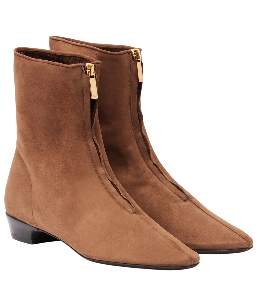 Herbert Levine Easy Does It shearling-trimmed suede ankle boots