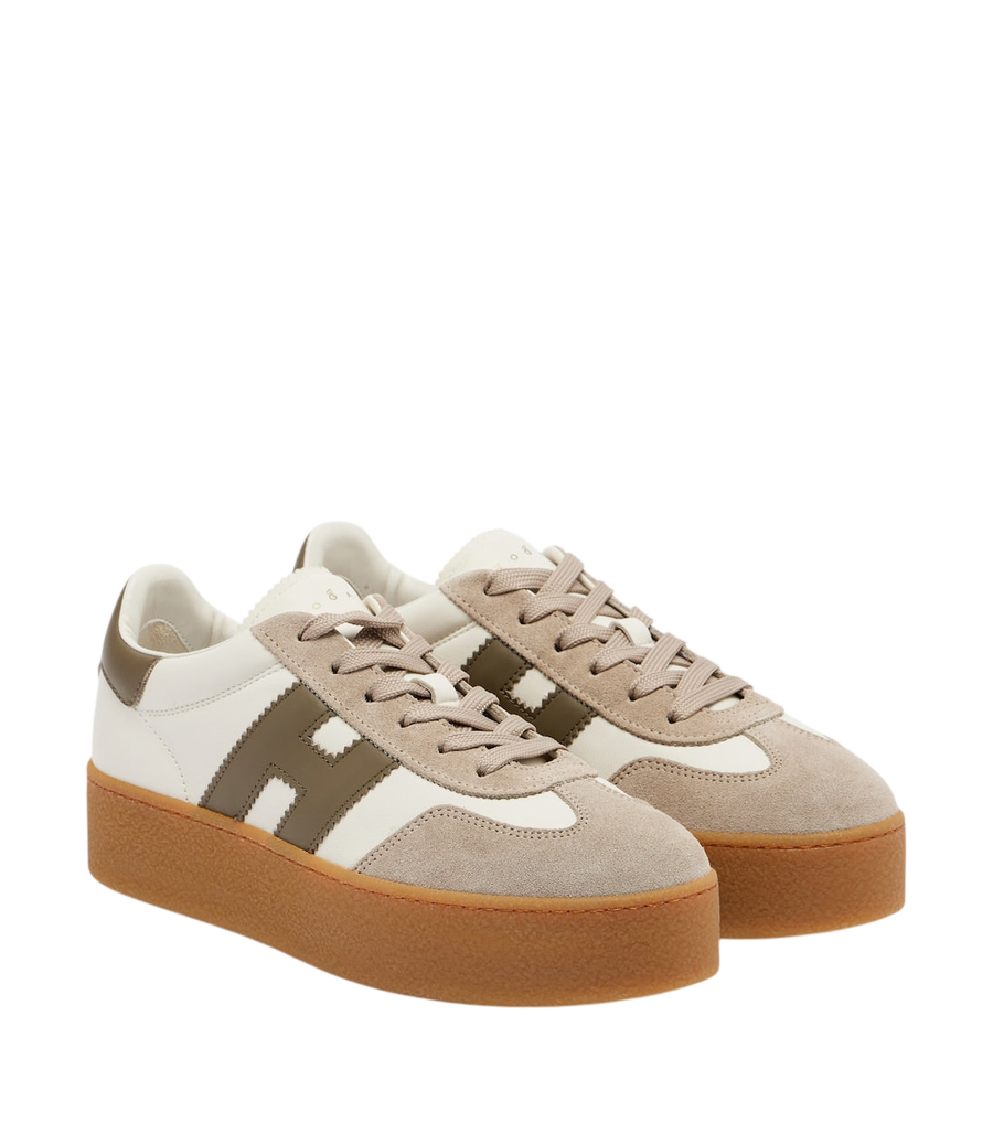 Hogan Cool suede-trimmed leather platform sneakers