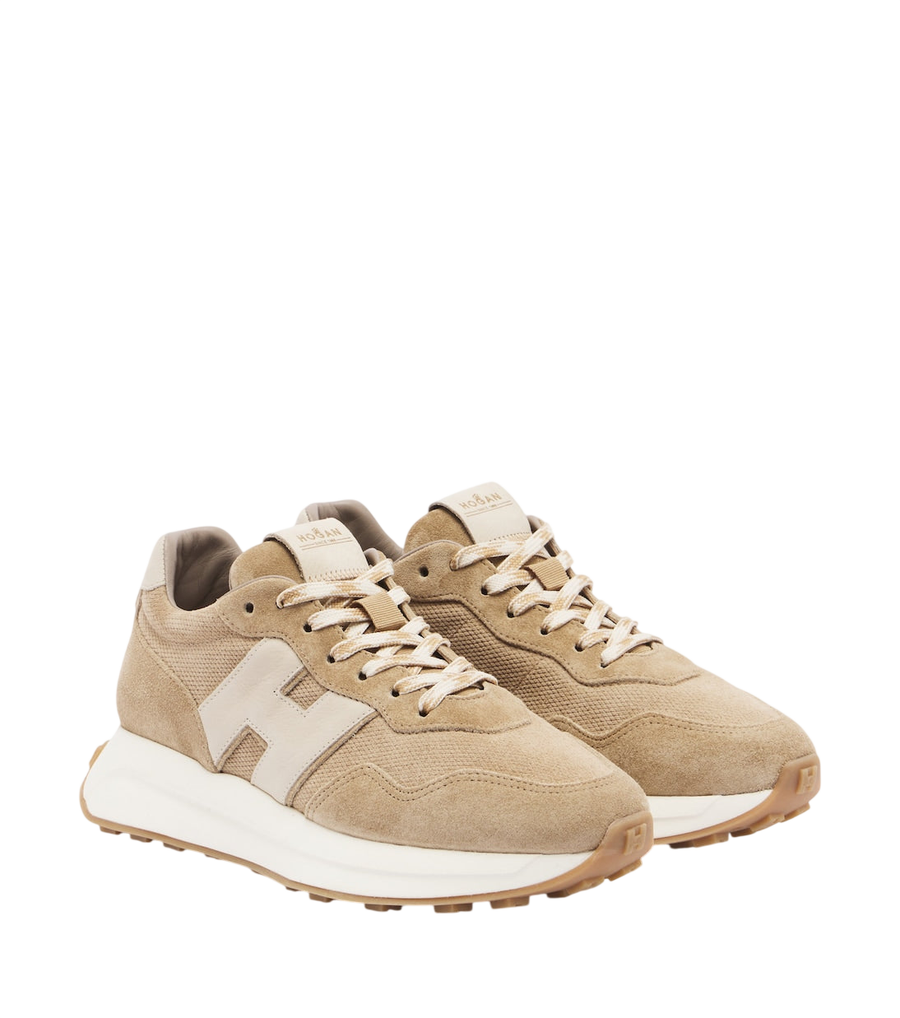 Hogan H641 leather-trimmed suede sneakers
