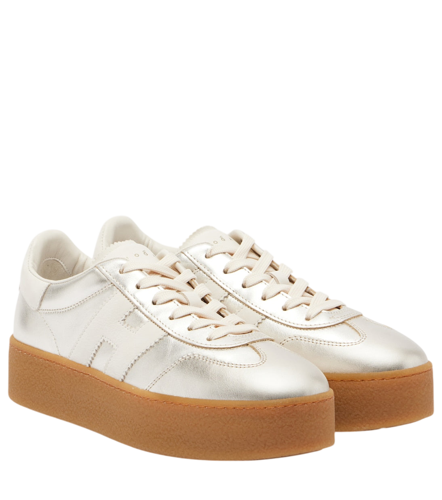 Hogan H698 metallic leather platform sneakers