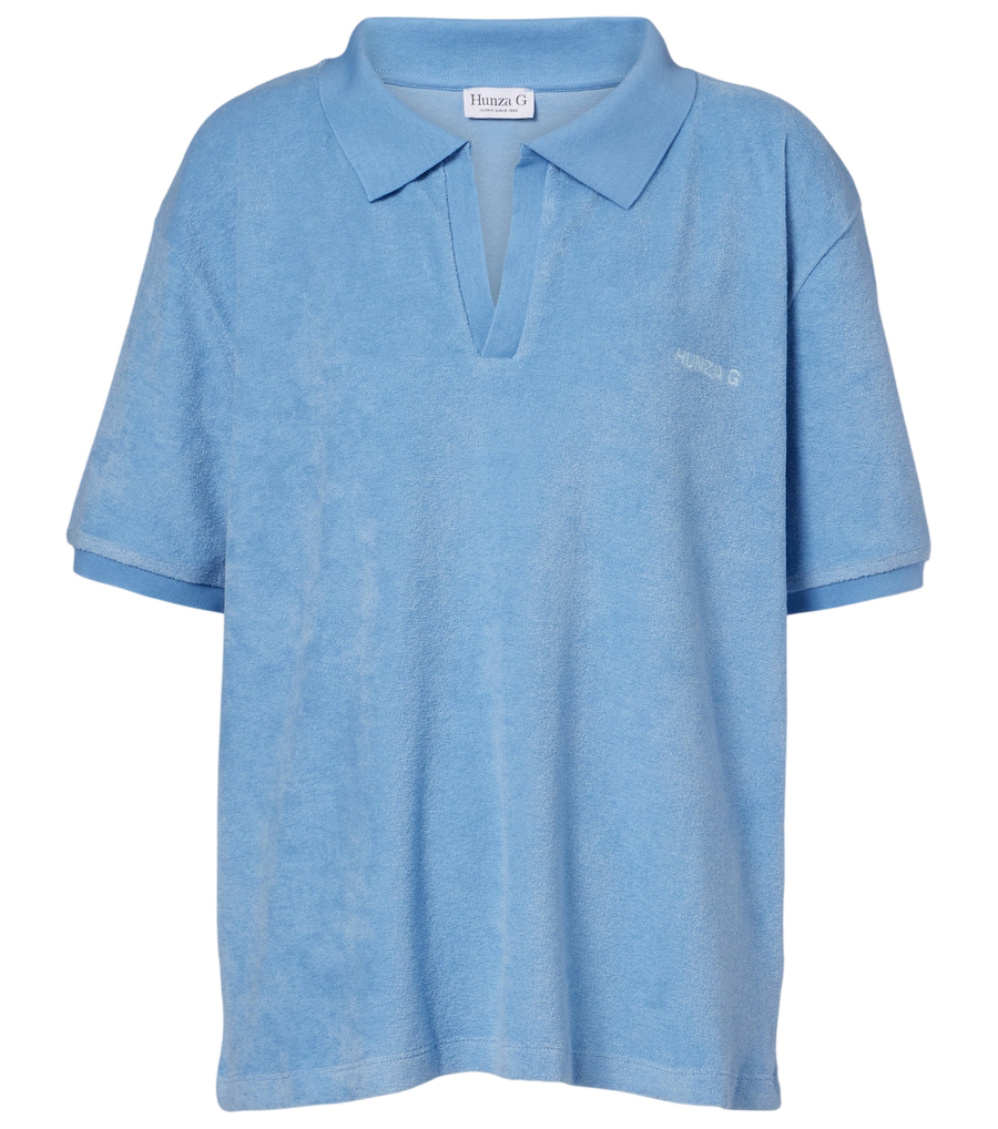 Hunza G Logo cotton terry polo shirt