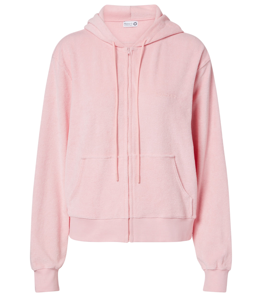 Sweat à capuche zippé en éponge de coton avec logo Hunza G