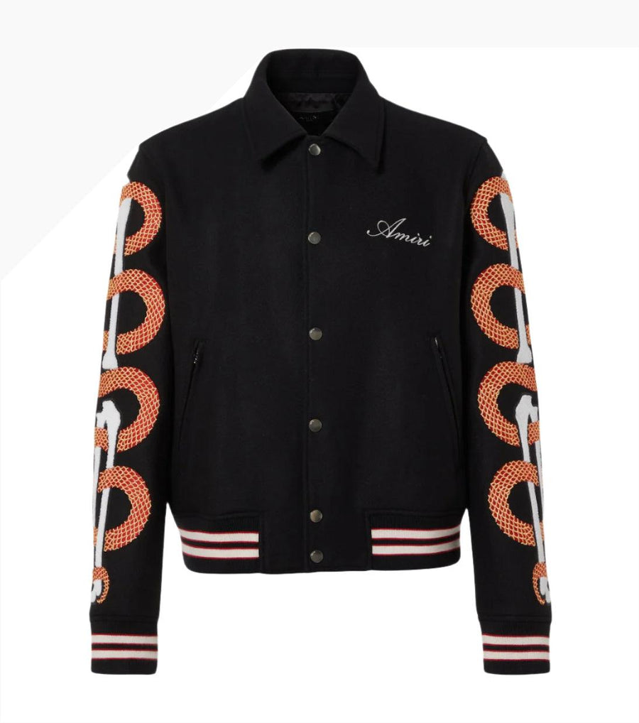 Amiri Snake Bones wool-blend varsity jacket