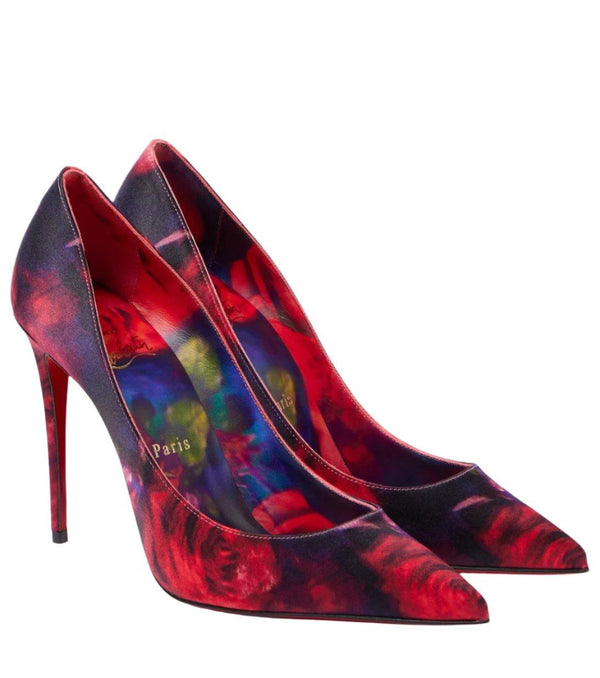 Christian Louboutin Kate 100 floral satin crêpe pumps