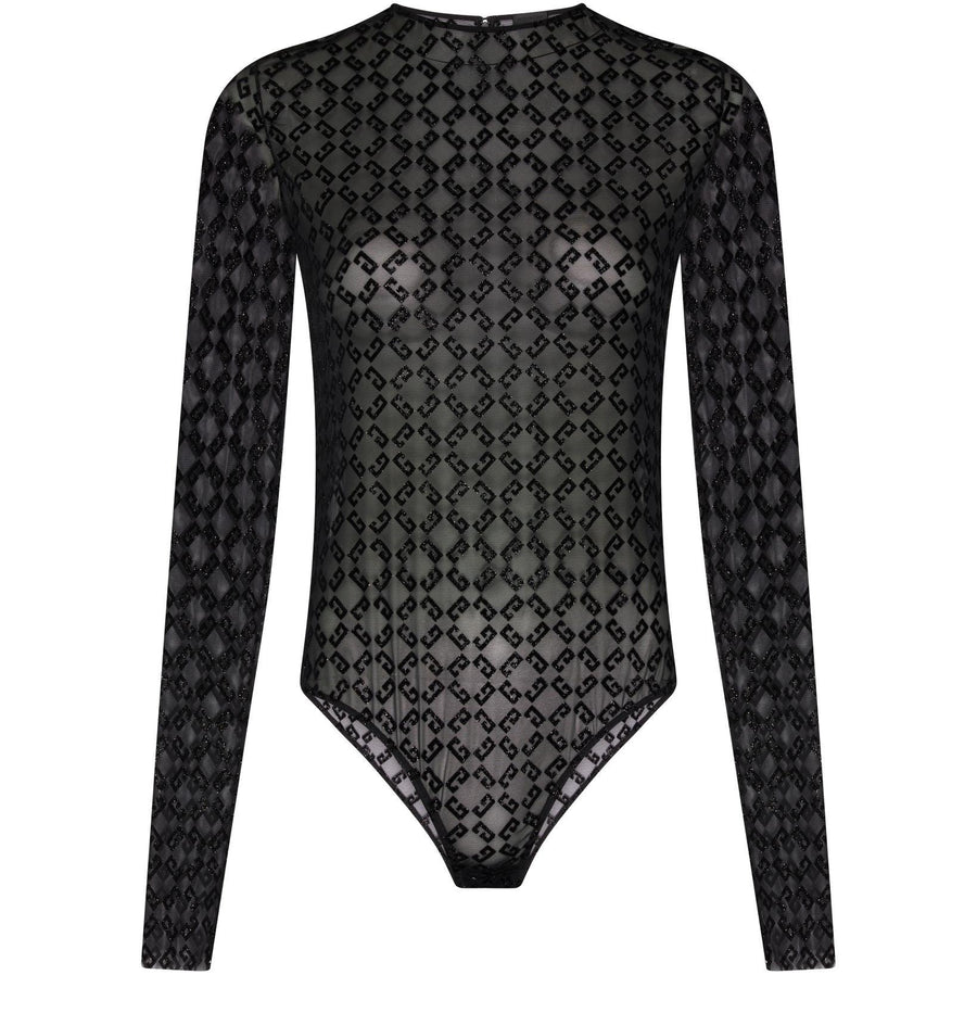 GIVENCHY Bodysuit in shiny monogram 72 tulle