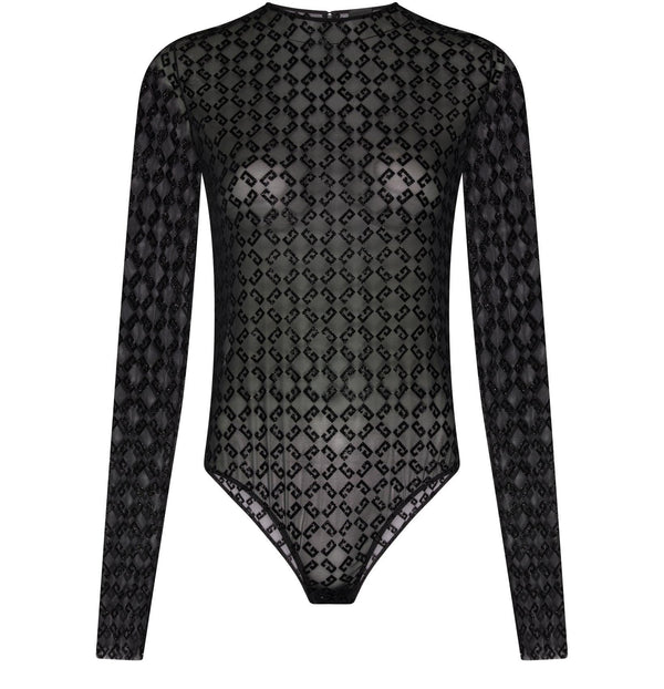 GIVENCHY Bodysuit in shiny monogram 72 tulle