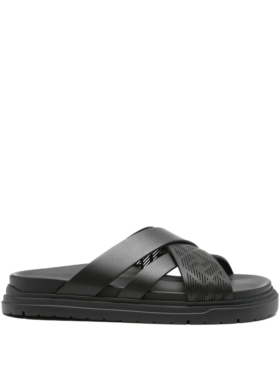 FENDI cross-strap leather slide sandals
