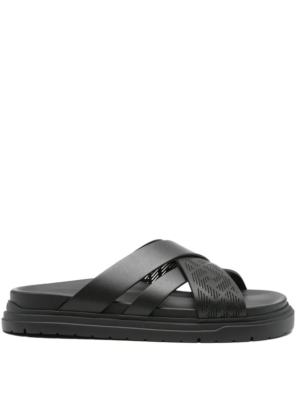 FENDI cross-strap leather slide sandals