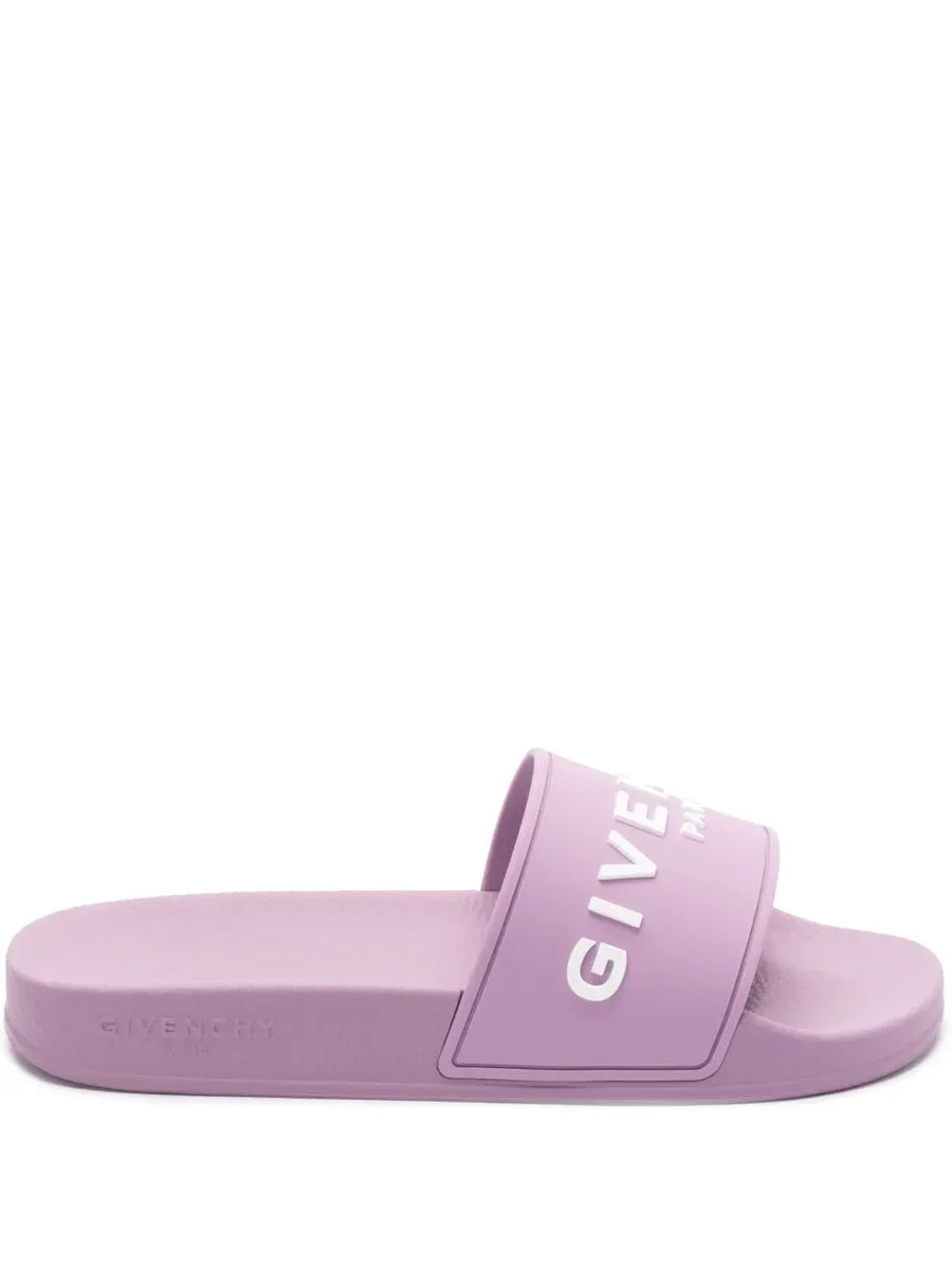 Givenchy orchid purple logo-appliqué slides
