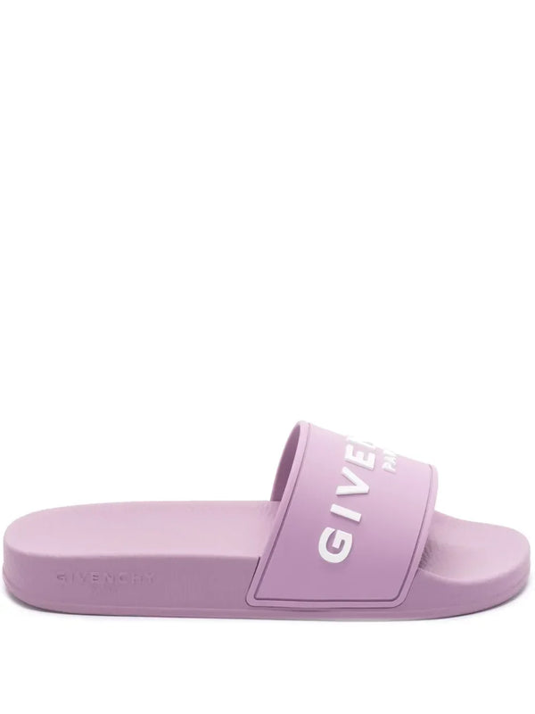Givenchy orchid purple logo-appliqué slides