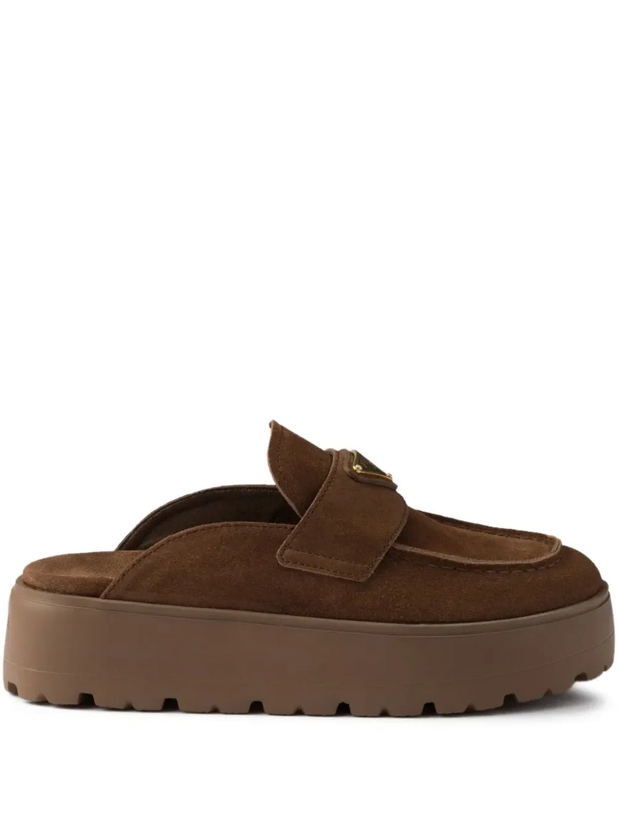 Prada suede platform slip-on mules