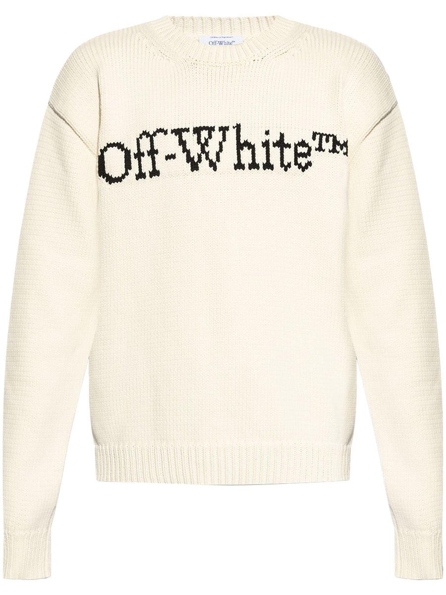 Off-White logo-intarsia cotton-knit jumper