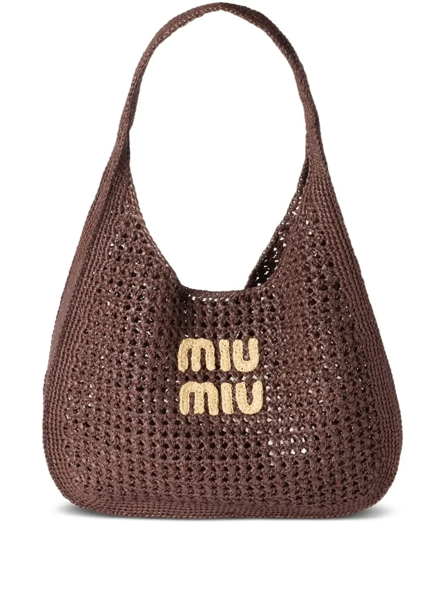 Miu Miu Raffia-effect woven shoulder bag