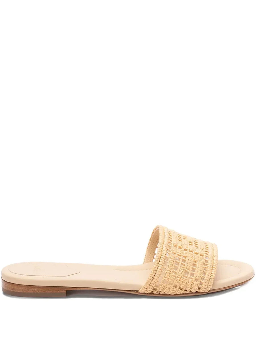 FENDI raffia flat slides sandal