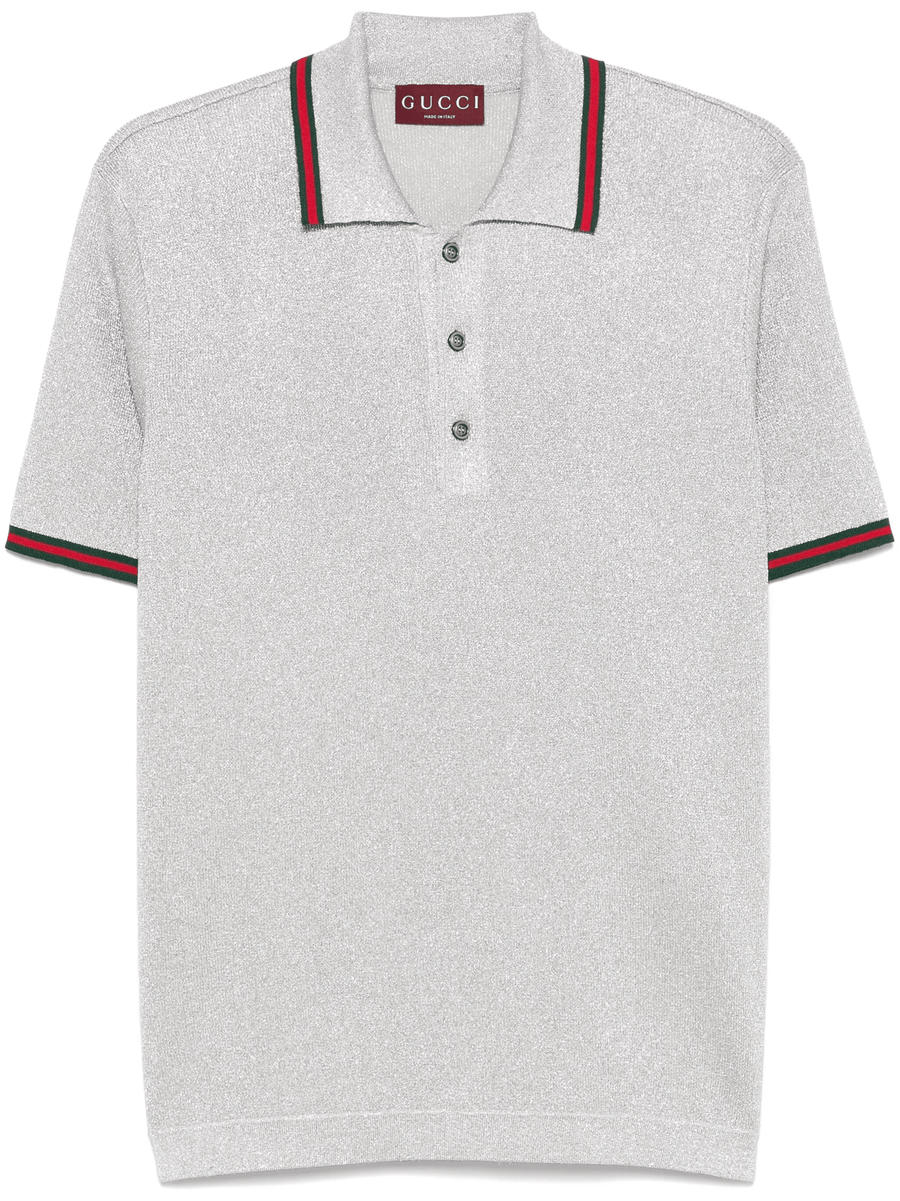 Gucci lamé knitted polo shirt