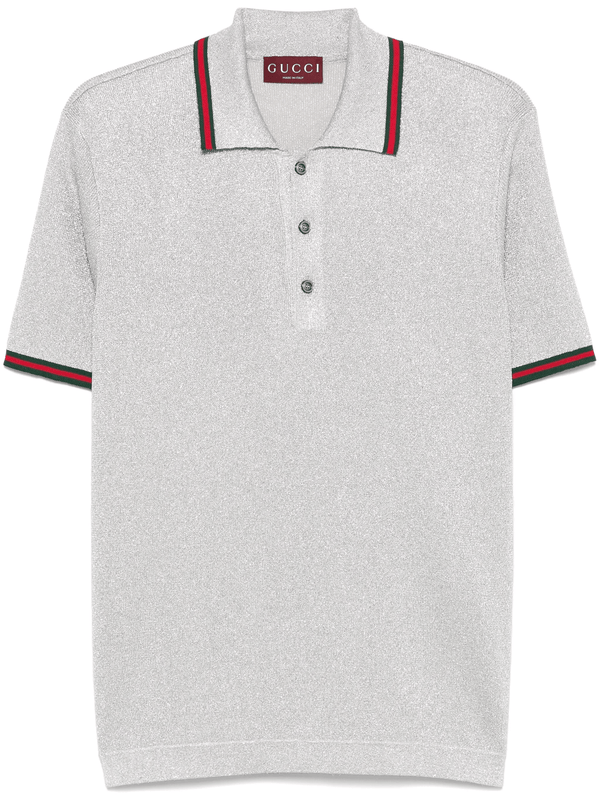 Gucci lamé knitted polo shirt