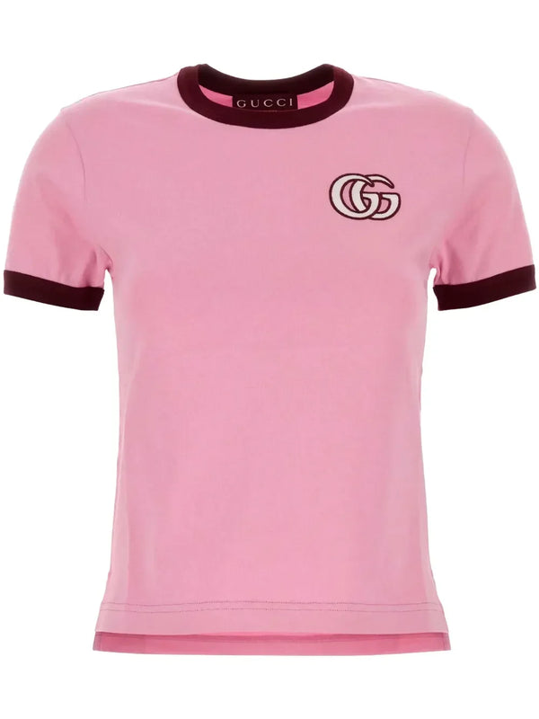GUCCI Pink T-shirt with GG embroidery