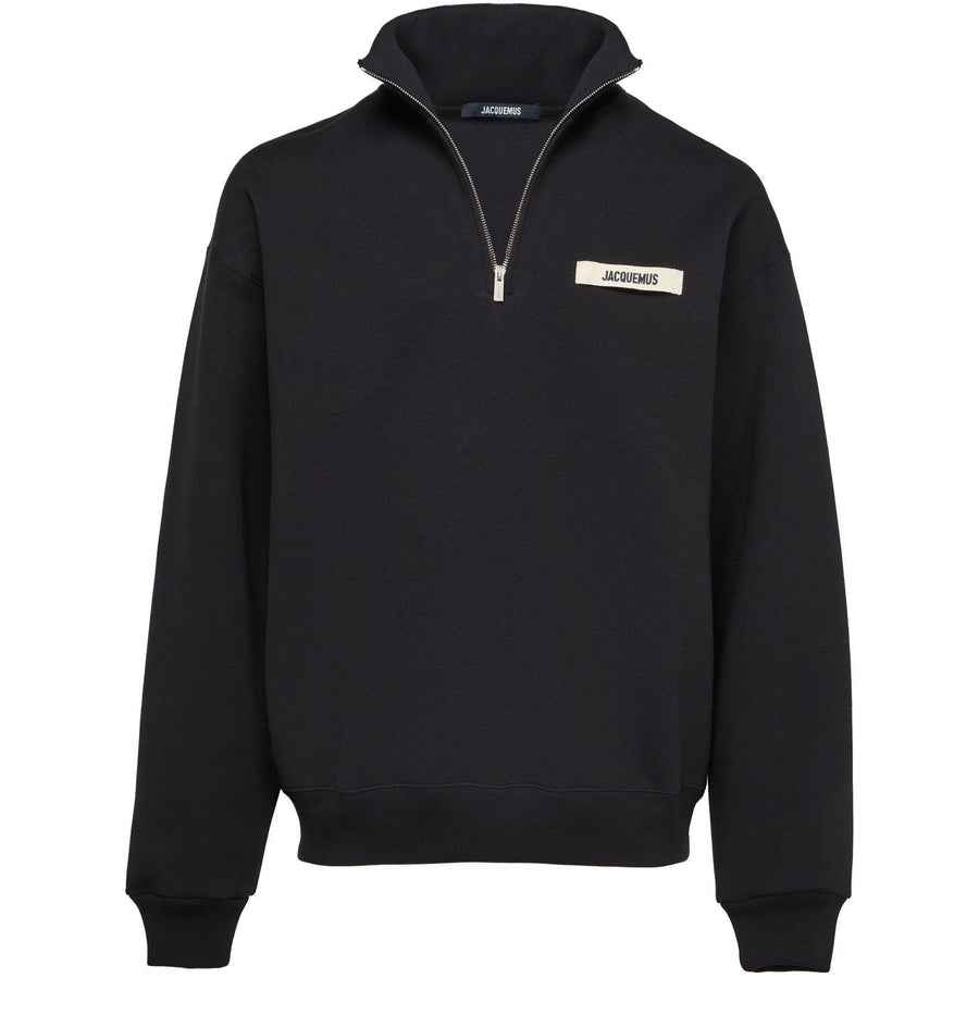 JACQUEMUS Grog grain zip-neck sweatshirt