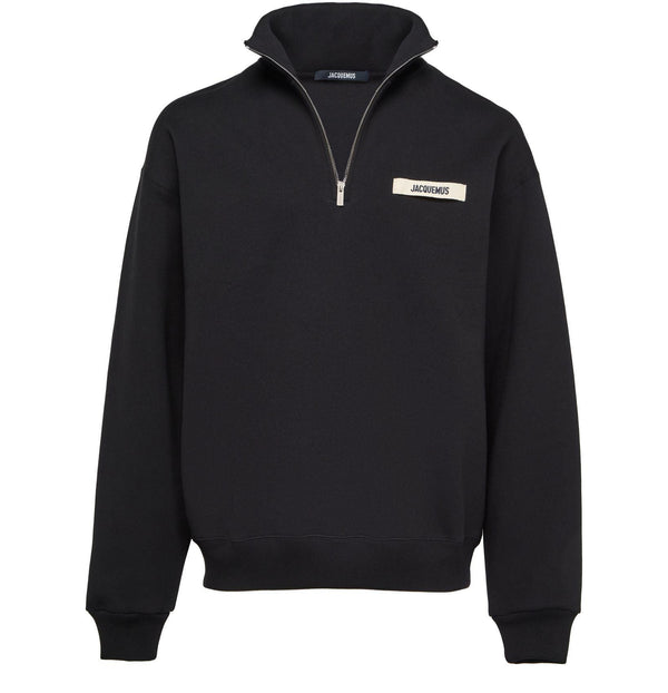 JACQUEMUS Grog grain zip-neck sweatshirt