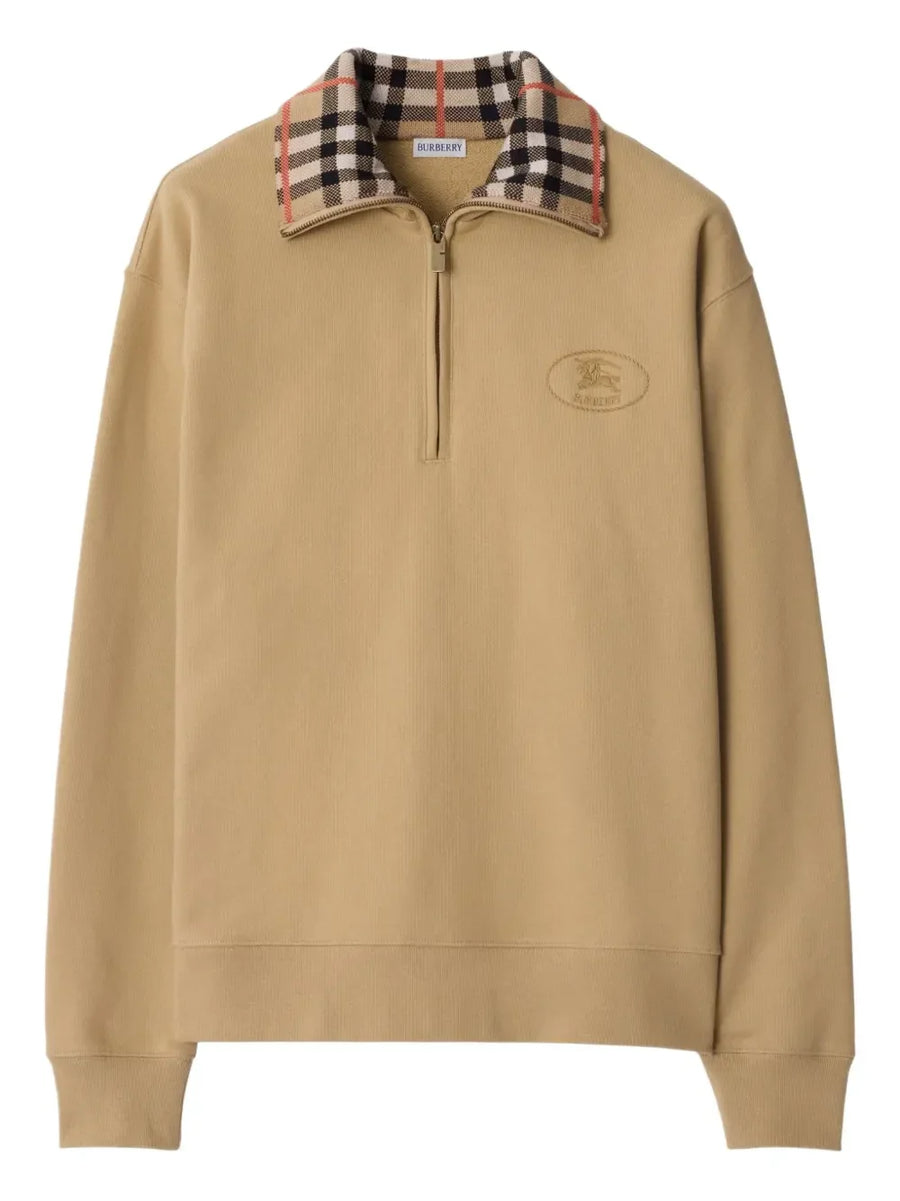 Burberry Check half-zip cotton sweatshirt