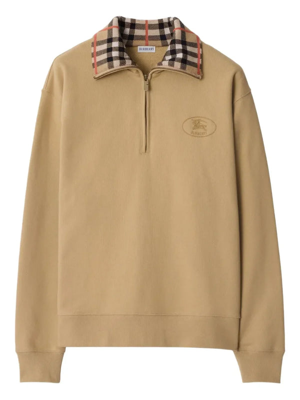 Burberry Check half-zip cotton sweatshirt