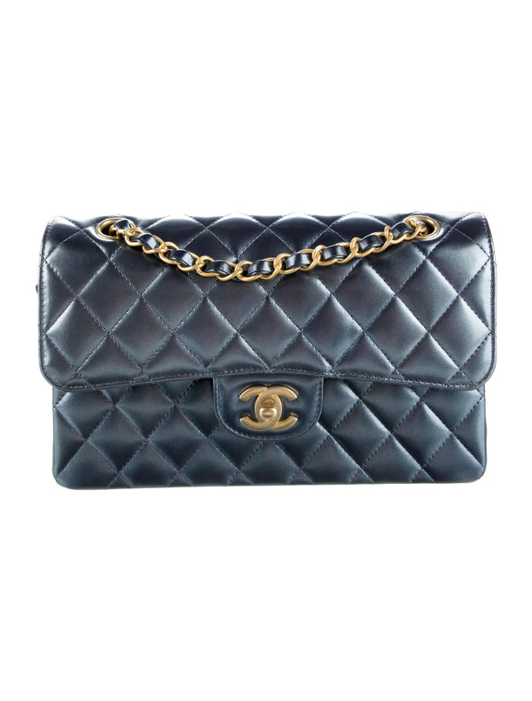 Chanel Small Double Flap Bag Lambskin Midnight Blue Gold
