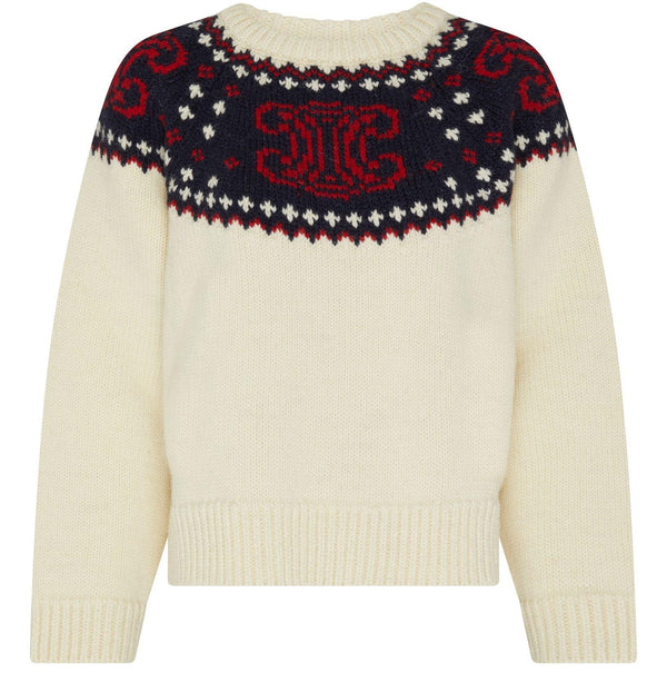 CELINE Triomphe crew neck sweater in Fair Isle wool