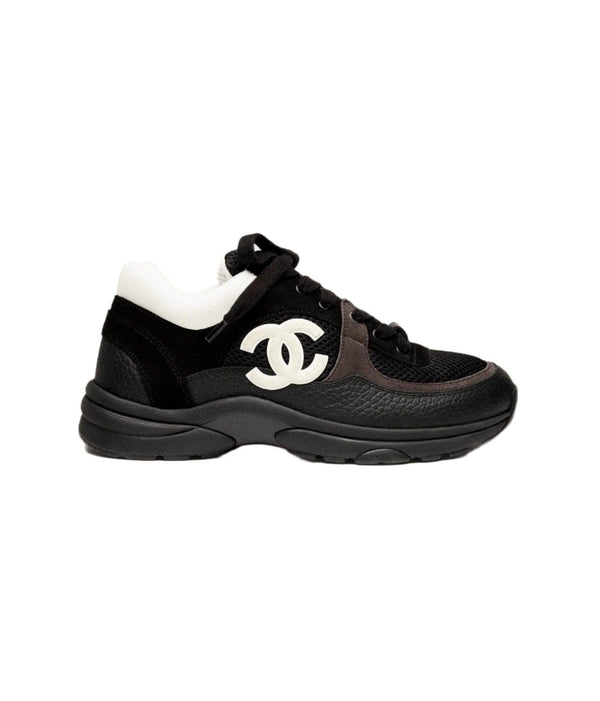 Chanel  Sneakers Mesh Suede Calfskin Grained Calfskin Black  White