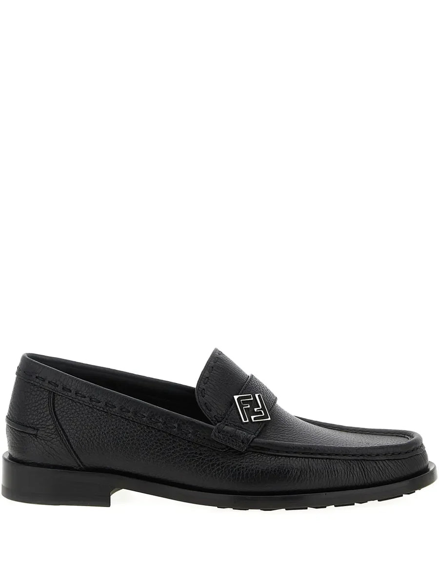Fendi FF metal leather loafers