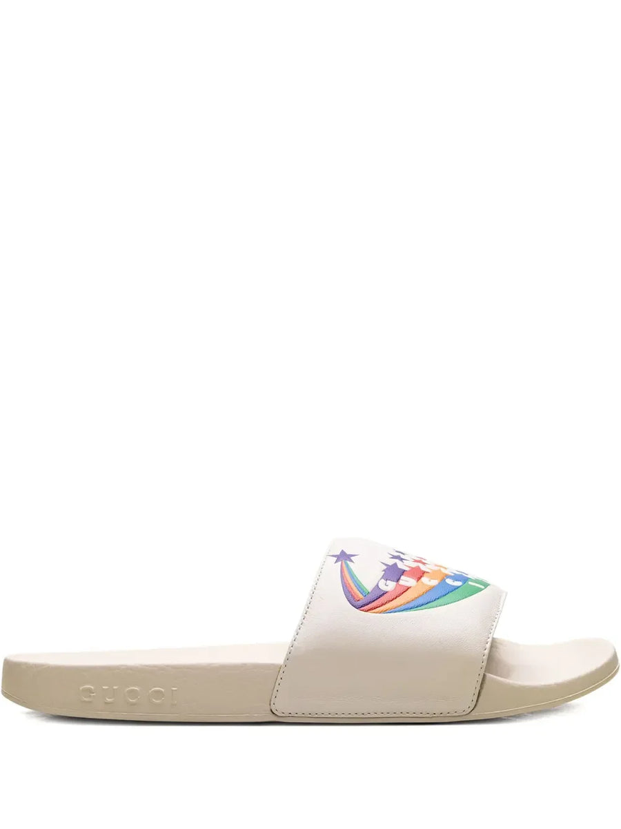 Gucci rainbow-print slides