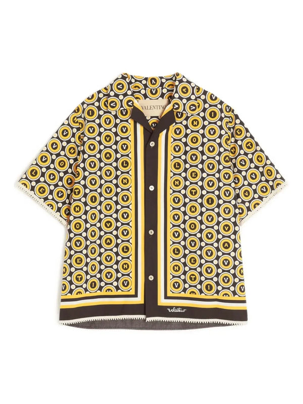 Valentino Garavani COTTON POPLIN BOWLING SHIRT WITH BULLES ROYALES PRINT