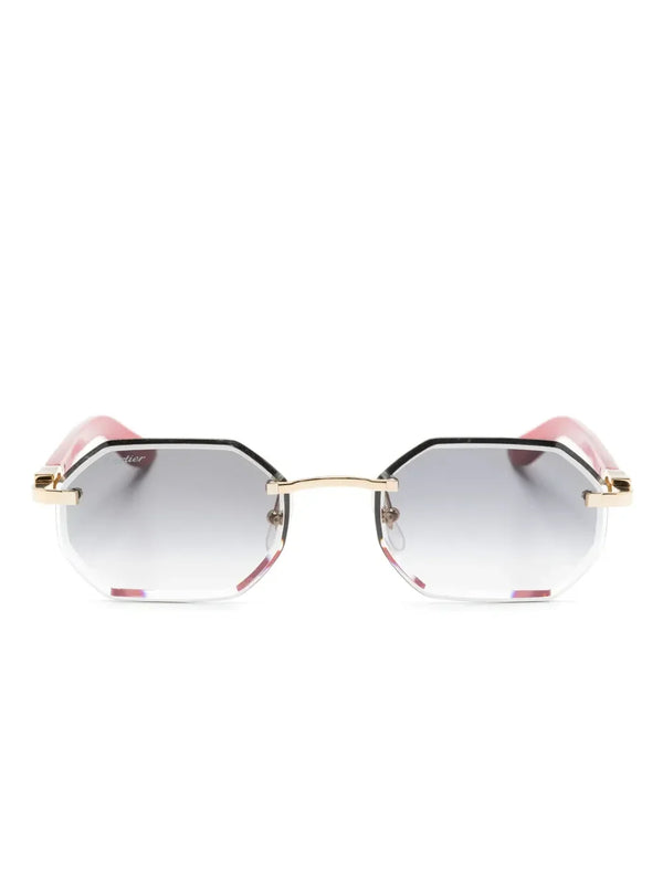 Cartier Eyewear logo-plaque geometric-frame sunglasses