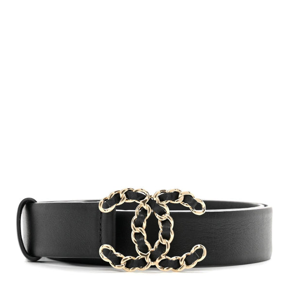 CHANEL  Lambskin CC Chain Belt Black & Gold