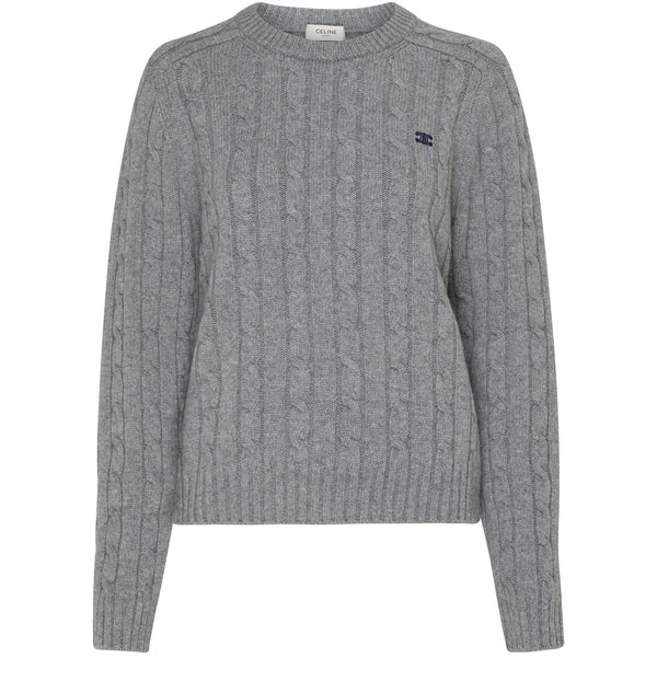 CELINE Triomphe Embroidered Crew Neck Sweater