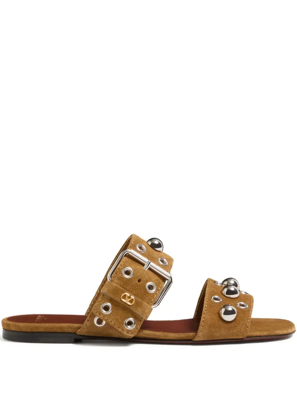 Valentino Garavani NELLCÔTE CRUST LEATHER SLIDE SANDAL