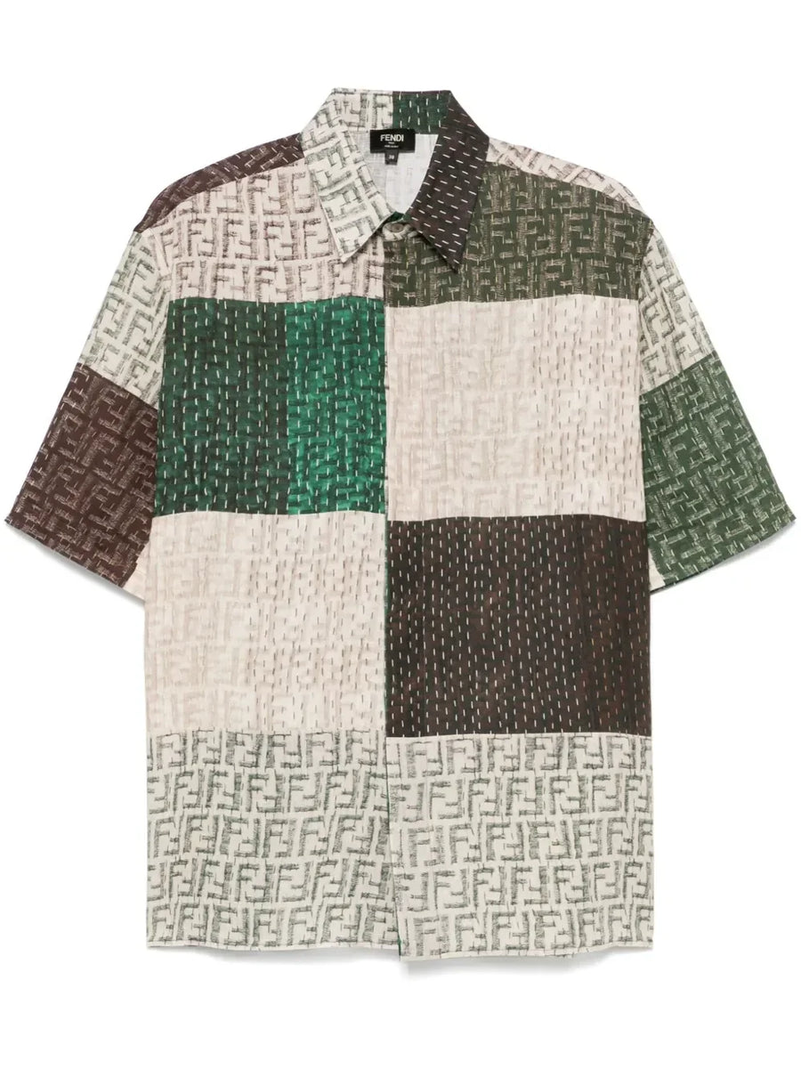 FENDI FF linen shirt with all-over FF print