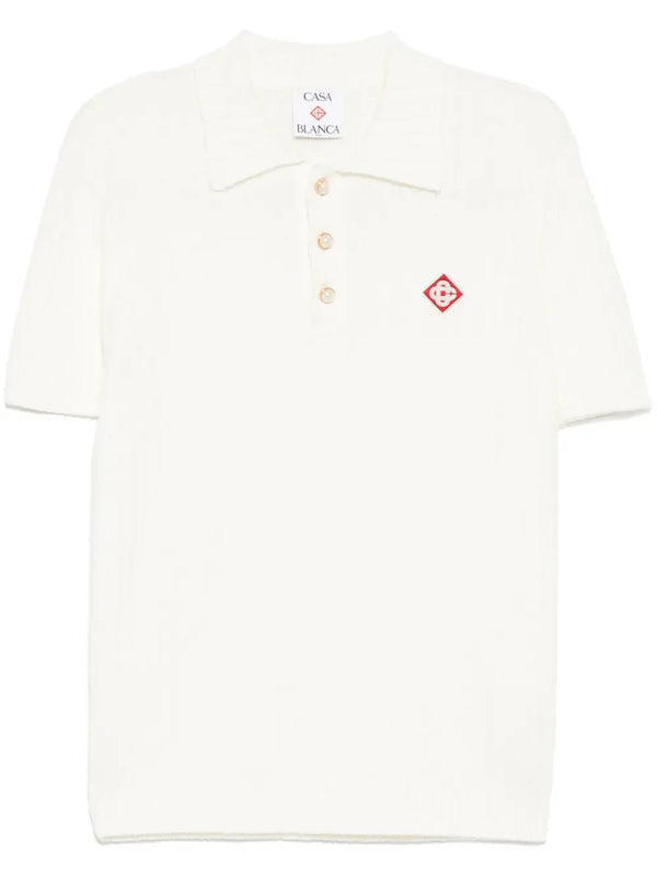 Casablanca logo-embroidered bouclé polo shirt