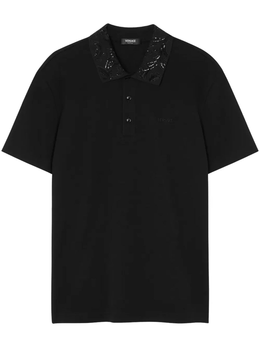 Versace Barocco sequin-embellished polo shirt