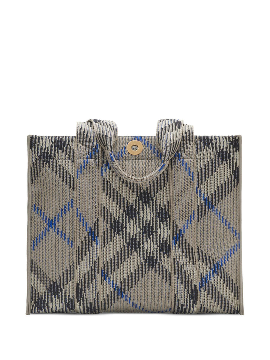 Burberry small Check knitted tote bag