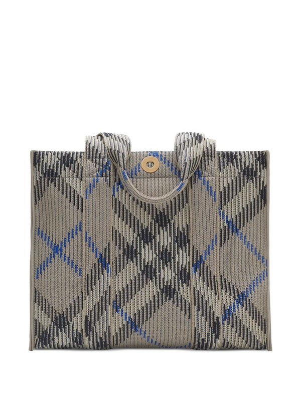 Burberry small Check knitted tote bag